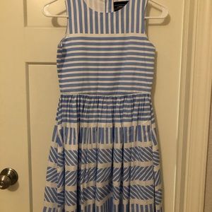 Lands End blue and white sleeveless dress.